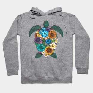 Floral Turtle Color White Background Hoodie